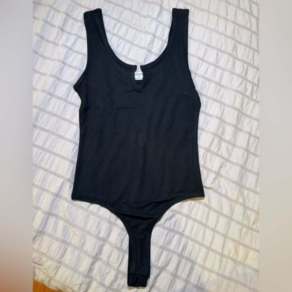 Zenana Black Tank Thong Bodysuit